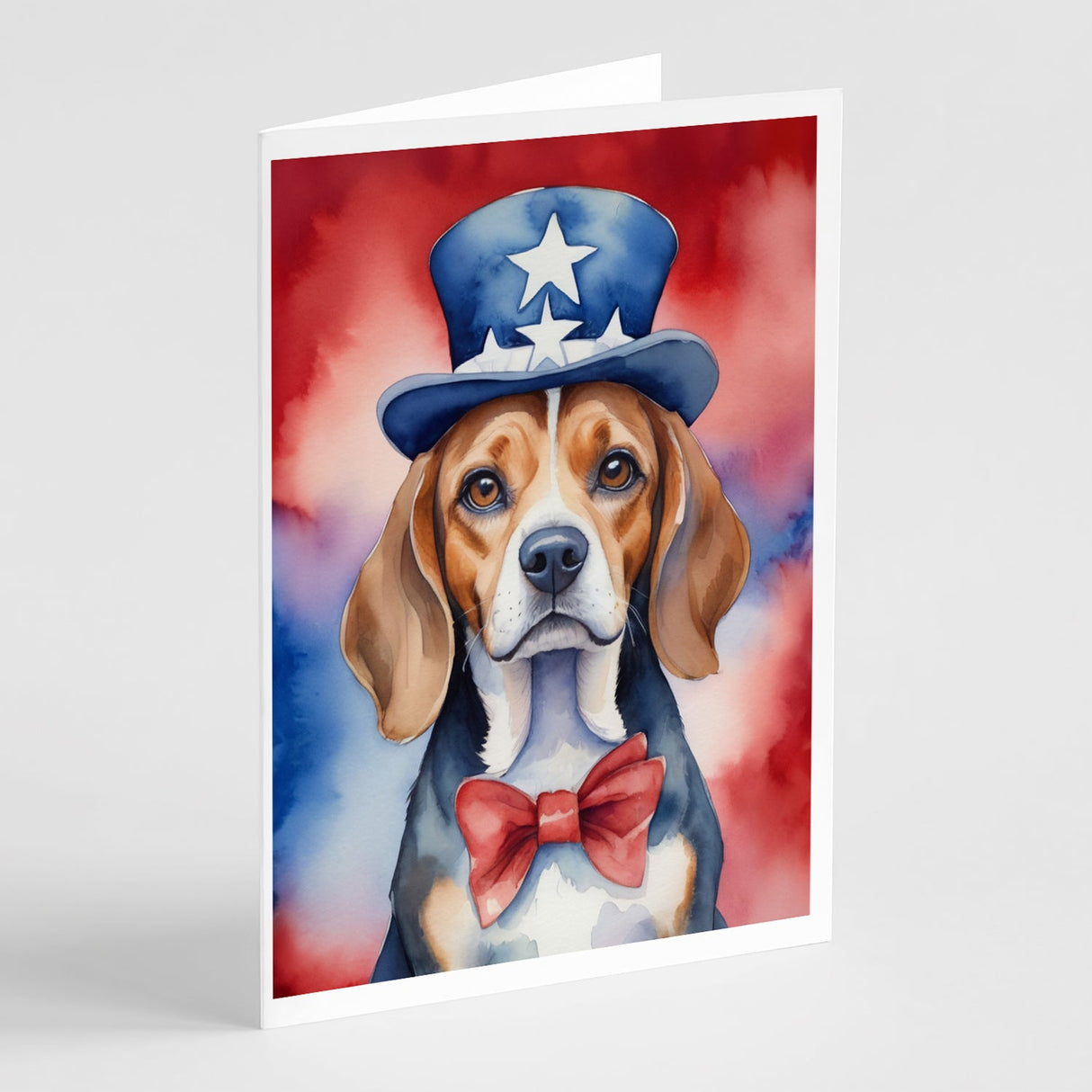 Beagle Patriotic American Greeting Cards Pack of 8