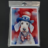 Bedlington Terrier Patriotic American Greeting Cards Pack of 8