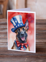 Belgian Malinois Patriotic American Greeting Cards Pack of 8