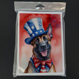 Belgian Malinois Patriotic American Greeting Cards Pack of 8