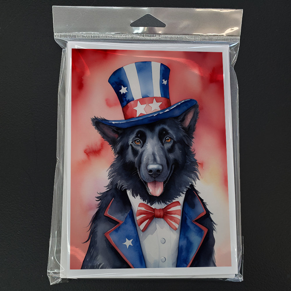 Belgian Sheepdog Patriotic American Greeting Cards Pack of 8