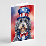 Bergamasco Sheepdog Patriotic American Greeting Cards Pack of 8