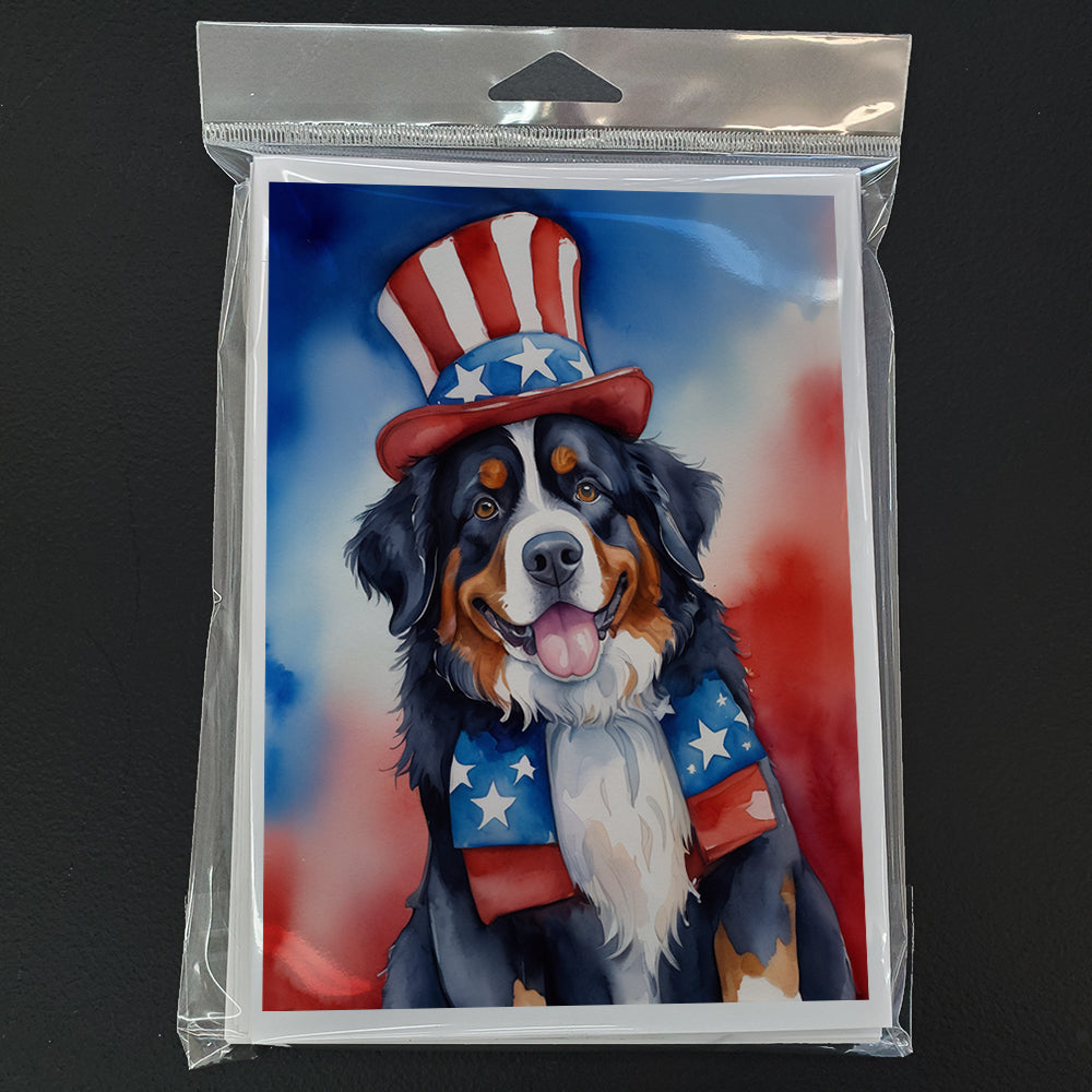 Bernese Mountain Dog Patriotic American Greeting Cards Pack of 8