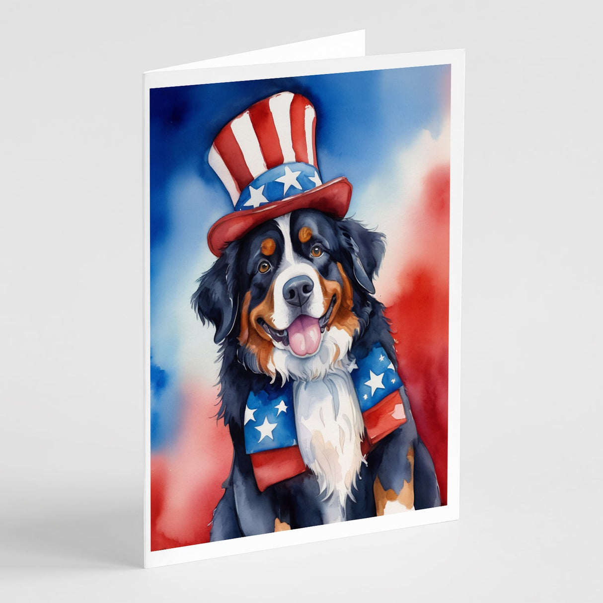 Bernese Mountain Dog Patriotic American Greeting Cards Pack of 8