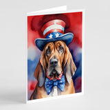 Bloodhound Patriotic American Greeting Cards Pack of 8