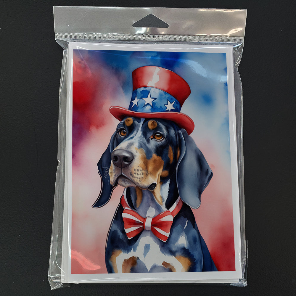 Bluetick Coonhound Patriotic American Greeting Cards Pack of 8