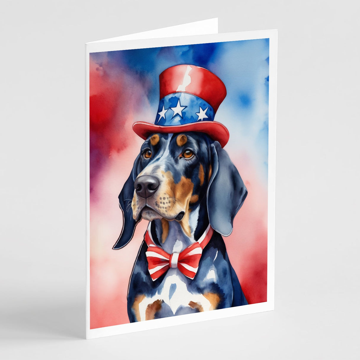 Bluetick Coonhound Patriotic American Greeting Cards Pack of 8