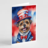 Border Terrier Patriotic American Greeting Cards Pack of 8