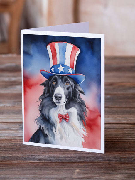 Borzoi Patriotic American Greeting Cards Pack of 8