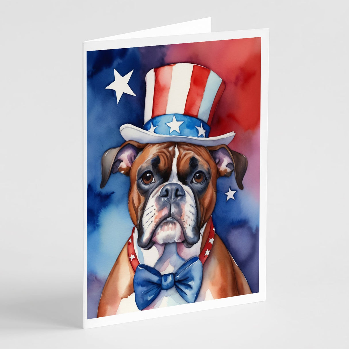 Boxer Patriotic American Greeting Cards Pack of 8