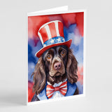 Boykin Spaniel Patriotic American Greeting Cards Pack of 8