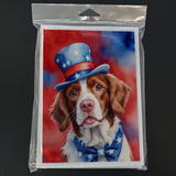 Brittany Spaniel Patriotic American Greeting Cards Pack of 8