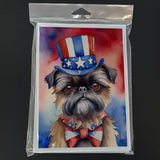 Brussels Griffon Patriotic American Greeting Cards Pack of 8