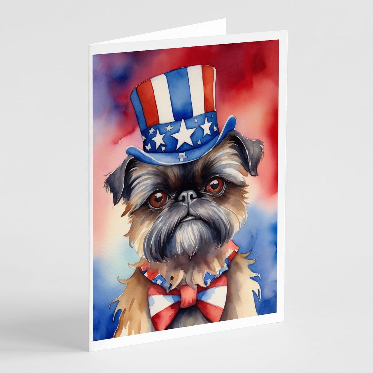 Brussels Griffon Patriotic American Greeting Cards Pack of 8