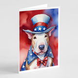 Bull Terrier Patriotic American Greeting Cards Pack of 8