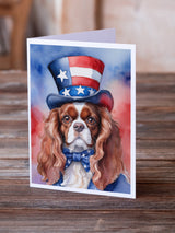 Cavalier Spaniel Patriotic American Greeting Cards Pack of 8