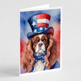 Cavalier Spaniel Patriotic American Greeting Cards Pack of 8