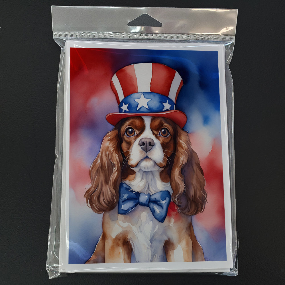 Cavalier Spaniel Patriotic American Greeting Cards Pack of 8