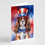 Cavalier Spaniel Patriotic American Greeting Cards Pack of 8