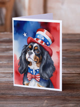 Cavalier Spaniel Patriotic American Greeting Cards Pack of 8