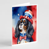 Cavalier Spaniel Patriotic American Greeting Cards Pack of 8