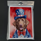 Chesapeake Bay Retriever Patriotic American Greeting Cards Pack of 8