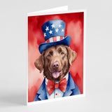 Chesapeake Bay Retriever Patriotic American Greeting Cards Pack of 8