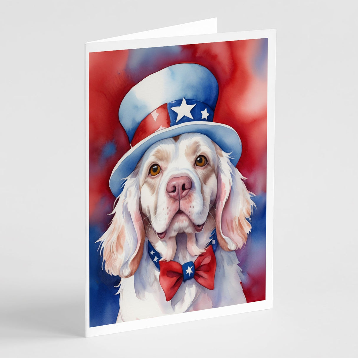 Clumber Spaniel Patriotic American Greeting Cards Pack of 8