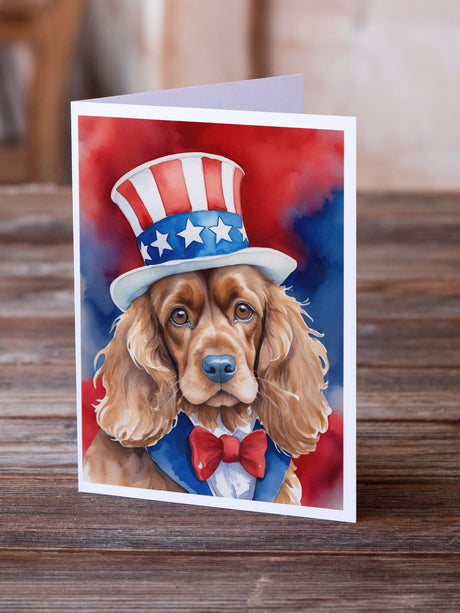 Cocker Spaniel Patriotic American Greeting Cards Pack of 8