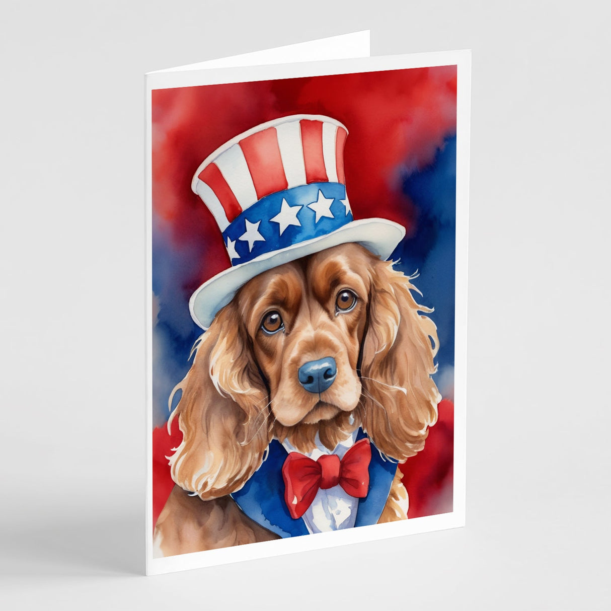 Cocker Spaniel Patriotic American Greeting Cards Pack of 8