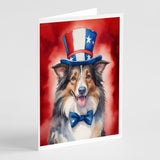 Collie Patriotic American Greeting Cards Pack of 8