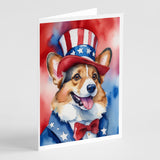 Corgi Patriotic American Greeting Cards Pack of 8