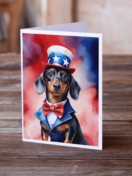 Dachshund Patriotic American Greeting Cards Pack of 8