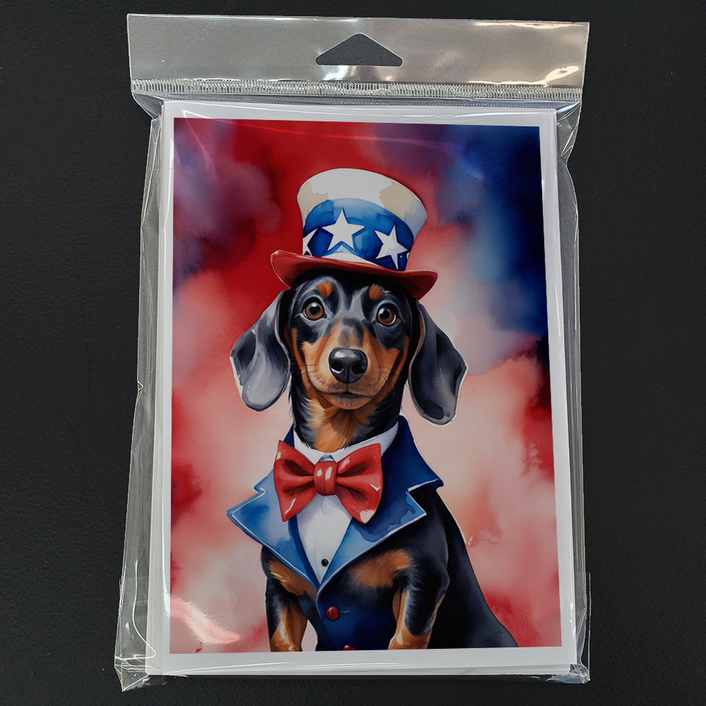 Dachshund Patriotic American Greeting Cards Pack of 8