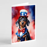 Dachshund Patriotic American Greeting Cards Pack of 8