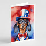 Dachshund Patriotic American Greeting Cards Pack of 8