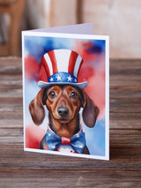 Dachshund Patriotic American Greeting Cards Pack of 8