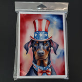 Doberman Pinscher Patriotic American Greeting Cards Pack of 8