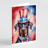 Doberman Pinscher Patriotic American Greeting Cards Pack of 8