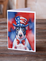 English Bull Terrier Patriotic American Greeting Cards Pack of 8