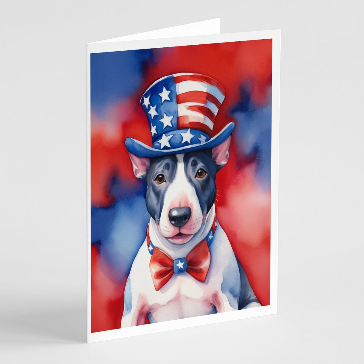 English Bull Terrier Patriotic American Greeting Cards Pack of 8