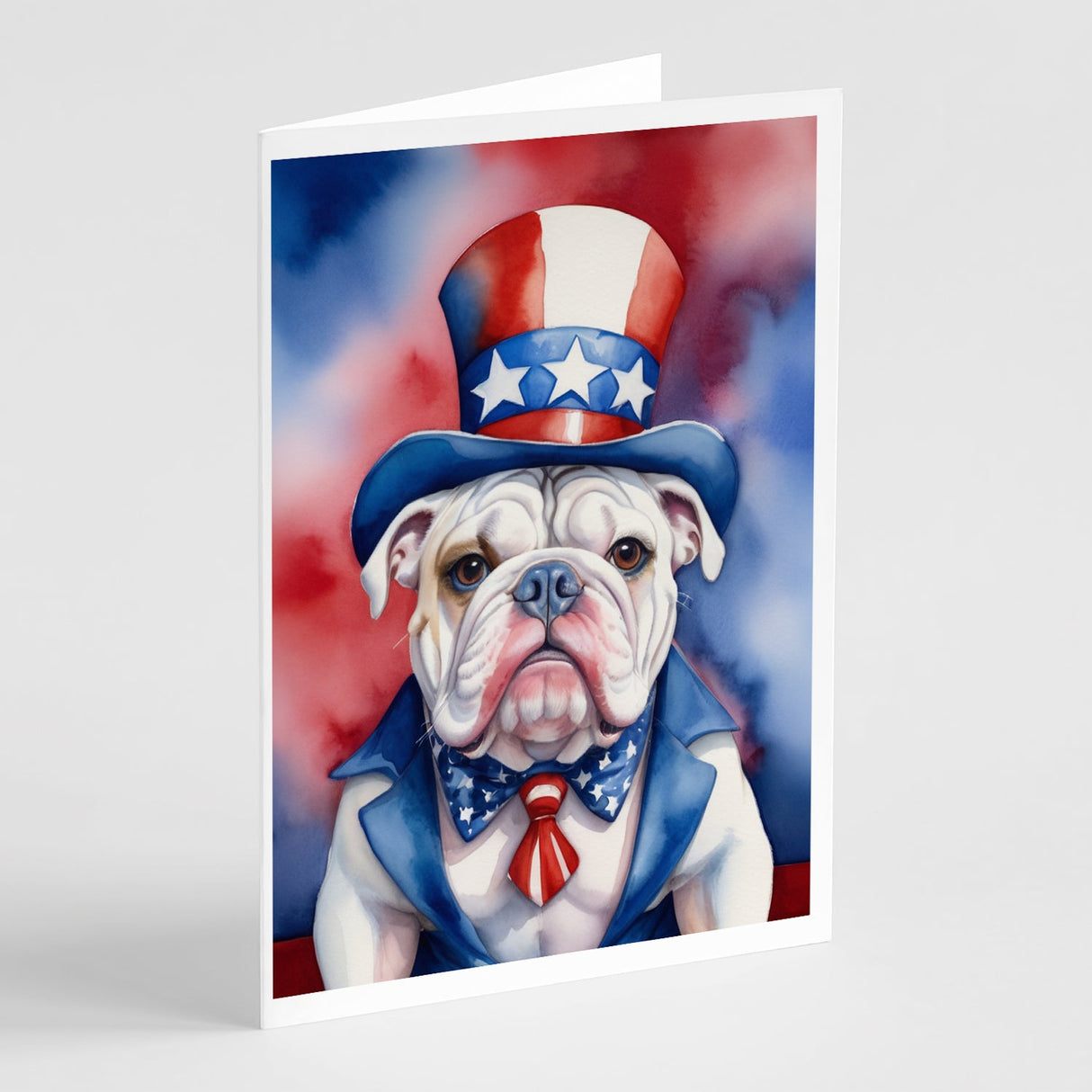 English Bulldog Patriotic American Greeting Cards Pack of 8