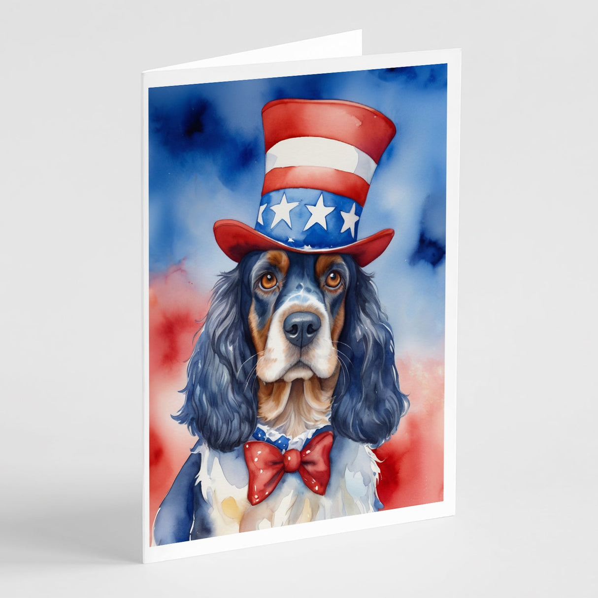 English Cocker Spaniel Patriotic American Greeting Cards Pack of 8