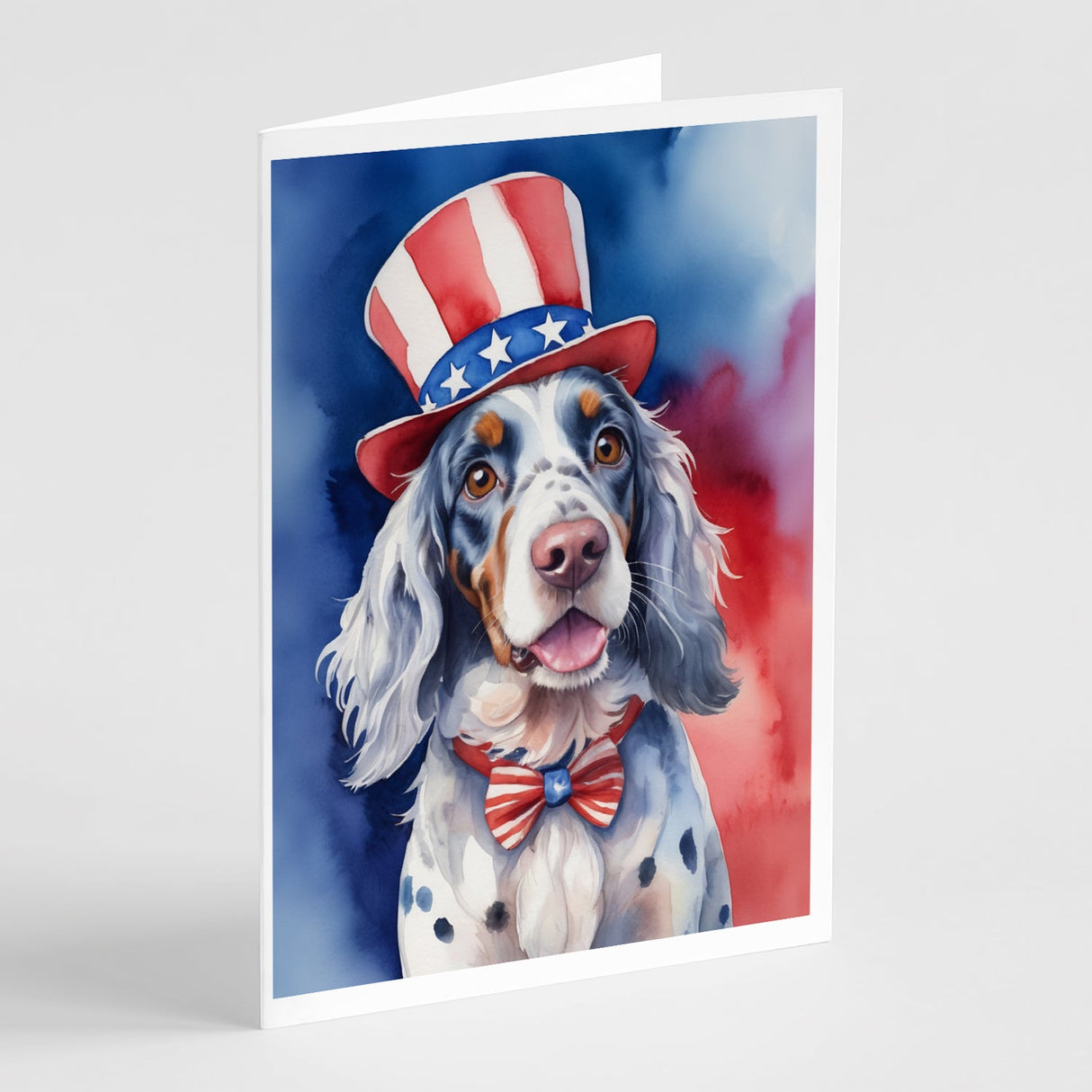 English Setter Patriotic American Greeting Cards Pack of 8