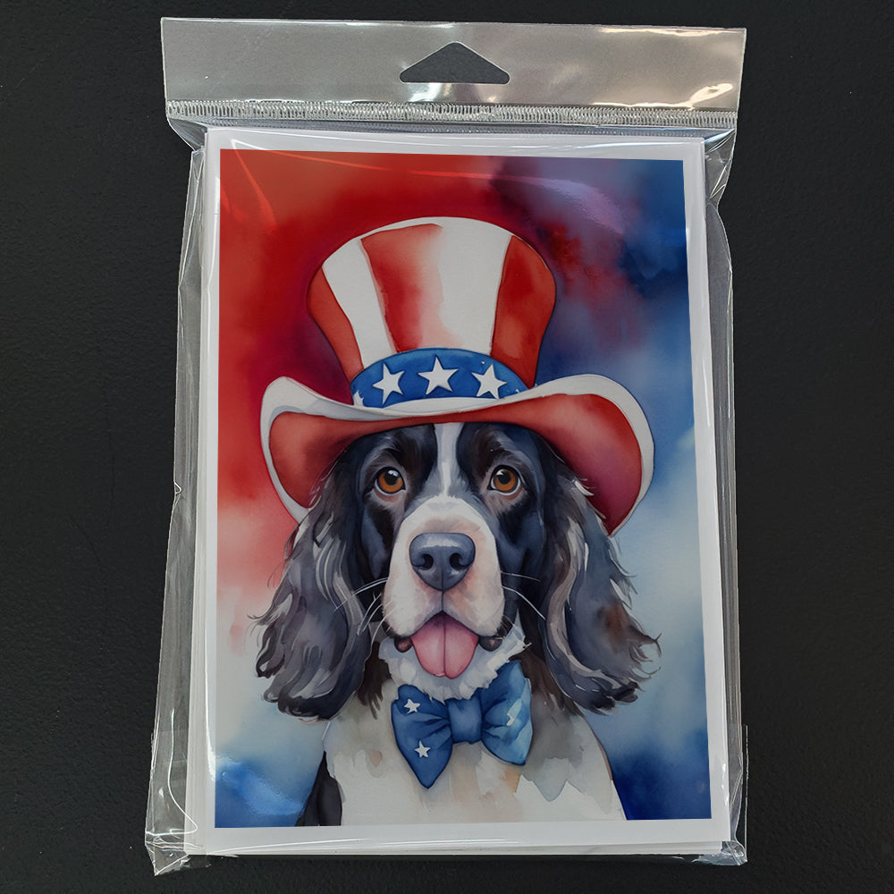 English Springer Spaniel Patriotic American Greeting Cards Pack of 8