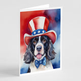 English Springer Spaniel Patriotic American Greeting Cards Pack of 8