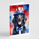 Flat-Coated Retriever Patriotic American Greeting Cards Pack of 8