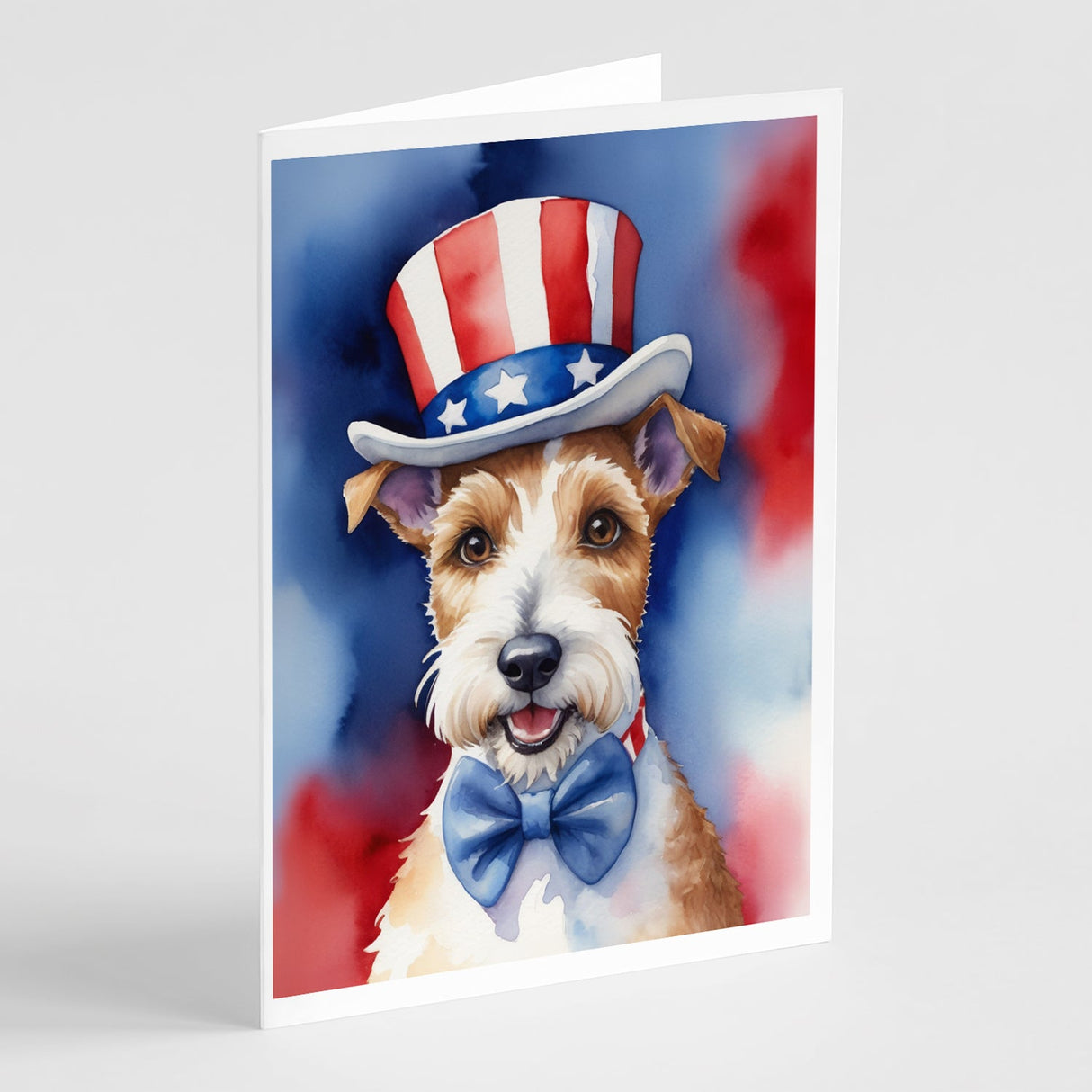 Fox Terrier Patriotic American Greeting Cards Pack of 8