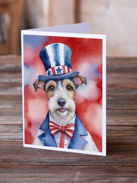 Fox Terrier Patriotic American Greeting Cards Pack of 8