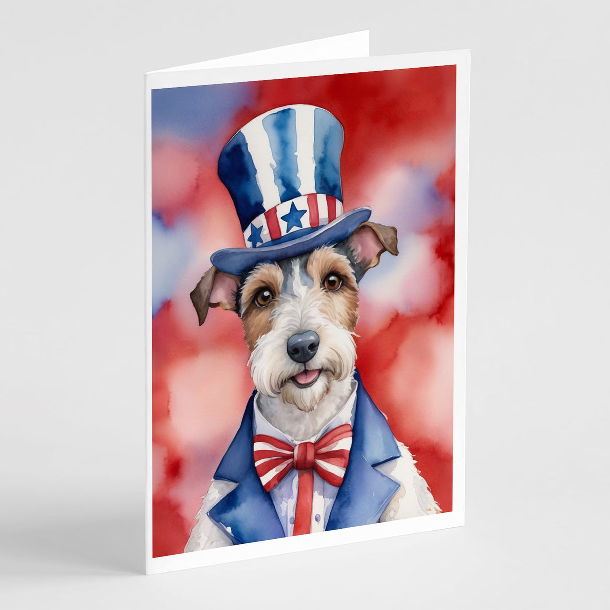 Fox Terrier Patriotic American Greeting Cards Pack of 8